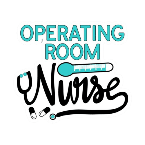 A sticker that says operating room nurse on it.