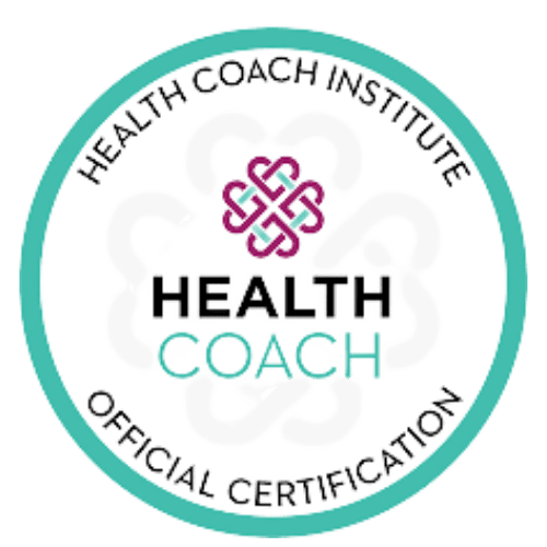 A health coach badge with the words " health coach " in it.